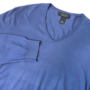 Bloomingdale's The Men's Store‎ 100% Cotton V-Neck Lightweight Sweater Blue XXL